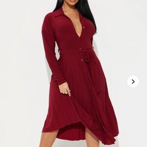 Fashion Nova Dress Tina Tie Waist Midi Dress